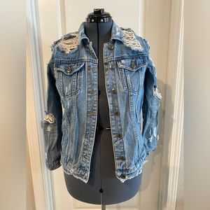 Distressed Denim Jacket Size Small